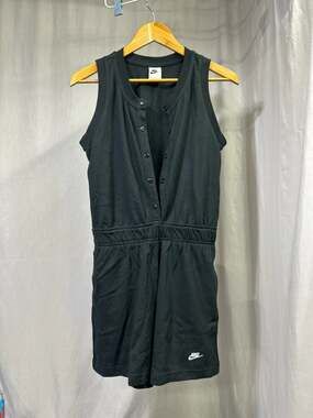 Nike Sportswear Big Kids Girls' Sleeveless Button-Up Jersey Romper - Black